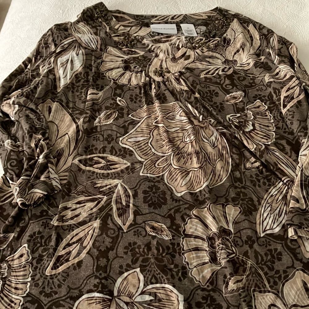 Brown beaded v-neck top